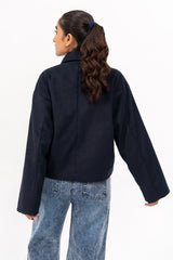 Short Wool Jacket - Navy Blue