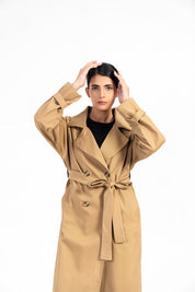 Double Breasted Trench Coat - Camel Brown