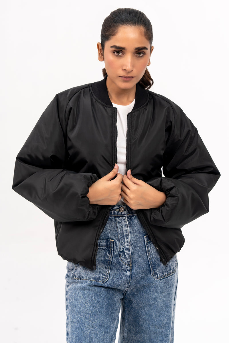 Puff Bomber Jacket - Black