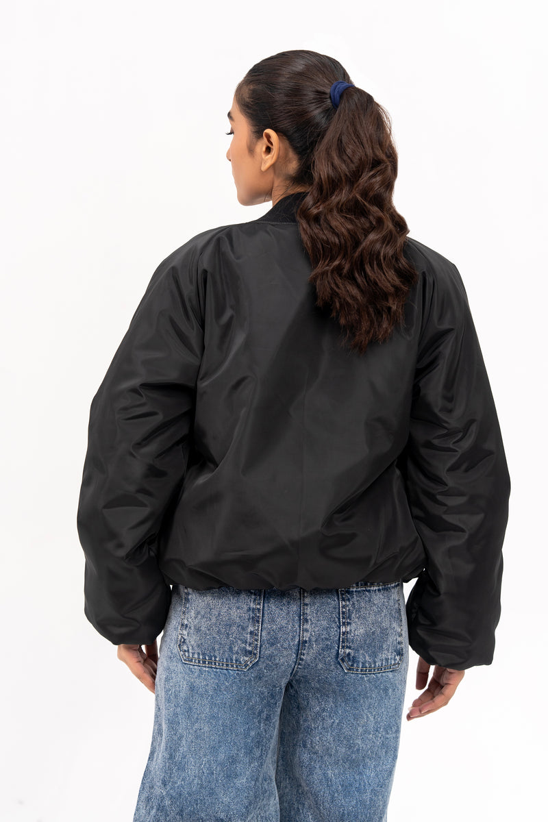 Puff Bomber Jacket - Black