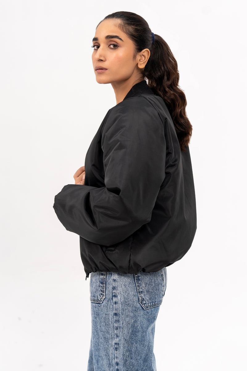 Puff Bomber Jacket - Black