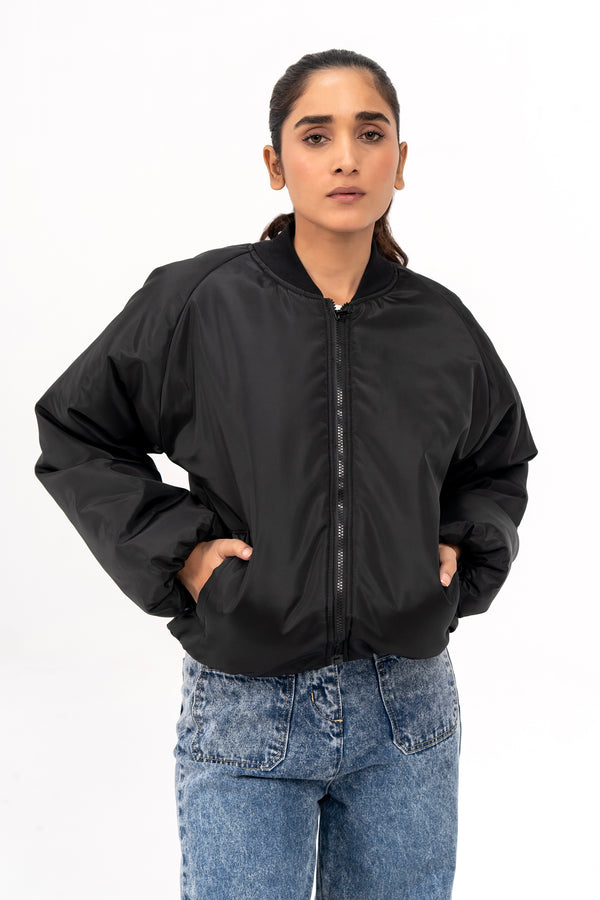 Puff Bomber Jacket - Black