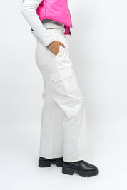 Wide Leg Cargo Pant - White