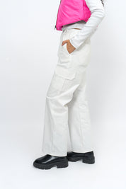 Wide Leg Cargo Pant - White