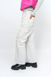 Wide Leg Cargo Pant - White