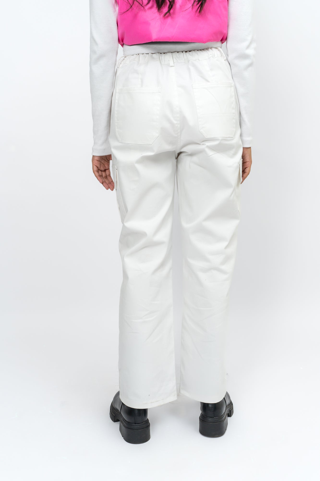 Wide Leg Cargo Pant - White