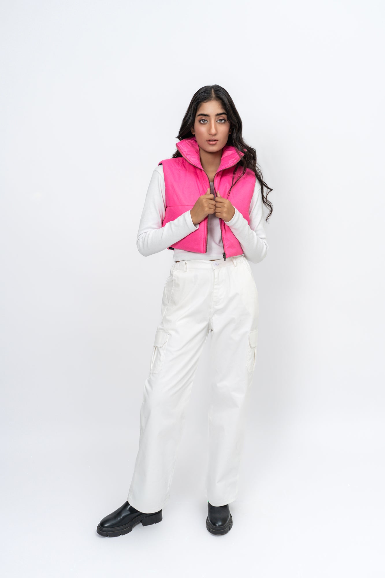 Wide Leg Cargo Pant - White