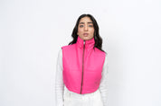 Cropped Puffer Vest - Fuchsia Pink