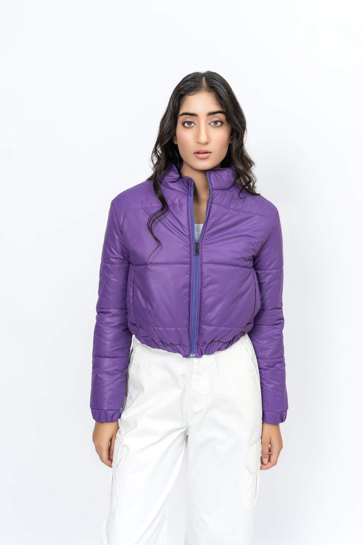 Cropped Puffer Jacket Purple