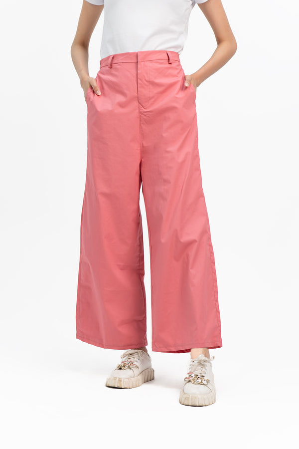 High Waisted Culotte Pant - Tea Pink