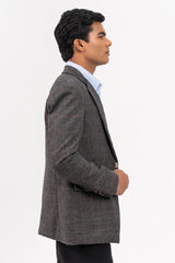 Men's Blazer in Wool - Dark Grey Check