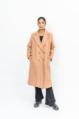 Double Breasted Wool Coat - Camel