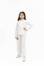 Girls Linen Long Sleeve Shirt -  White