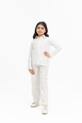 Girls Linen Long Sleeve Shirt -  White