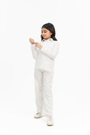 Girls Linen Long Sleeve Shirt -  White