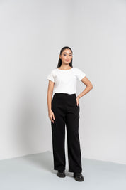 Fleece Wide Leg Pant with Pocket - Black