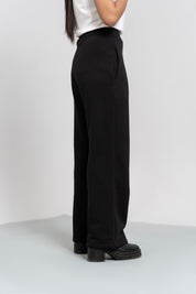 Fleece Wide Leg Pant with Pocket - Black