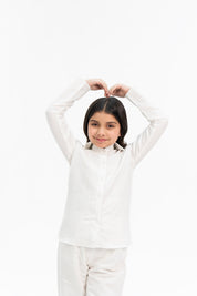 Girls Linen Long Sleeve Shirt -  White