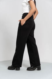 Fleece Wide Leg Pant with Pocket - Black