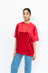 Loose Fit T-Shirt in Velvet - Maroon