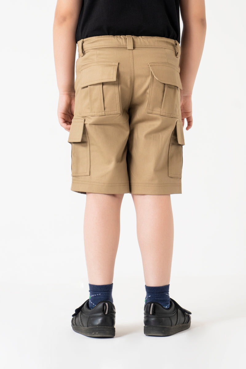 Boys Cargo Shorts - Camel Brown
