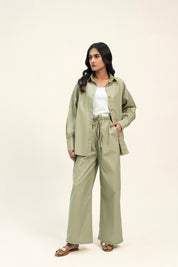 Oversized Shirt with Pleat at Back - Light Pistachio