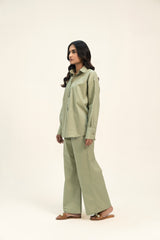 Oversized Shirt with Pleat at Back - Light Pistachio