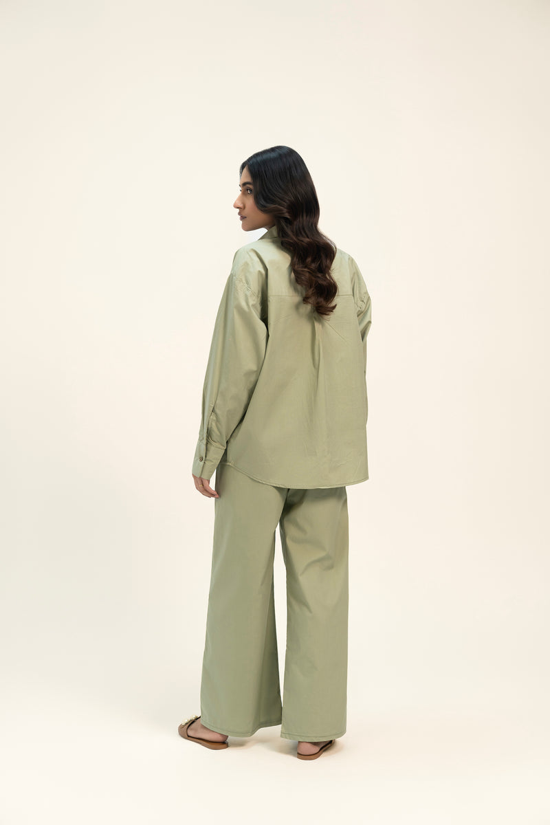 Oversized Shirt with Pleat at Back - Light Pistachio