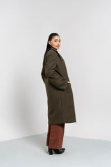 Double Breasted Wool Coat - Green