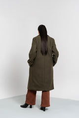 Double Breasted Wool Coat - Green