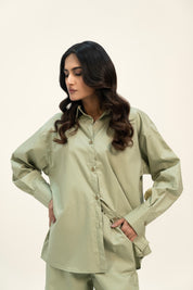 Oversized Shirt with Pleat at Back - Light Pistachio