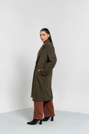 Double Breasted Wool Coat - Green