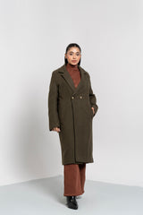 Double Breasted Wool Coat - Green