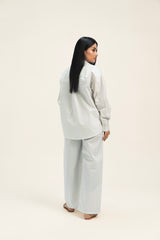 Oversized Shirt with Pleat at Back - Black pinstripe on white