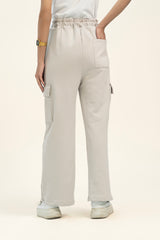 Wide Leg Cargo Pant in Terry - Stone