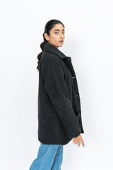 Sherpa Short Coat- Black