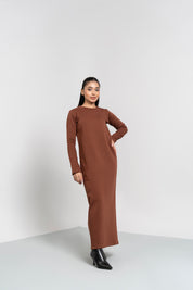 Long Fleece Dress - Mocha Brown