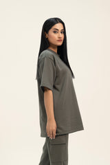 Oversized Terry Top - Army Green