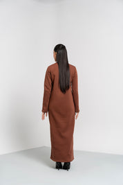 Long Fleece Dress - Mocha Brown