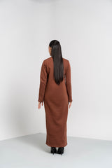 Long Fleece Dress - Mocha Brown