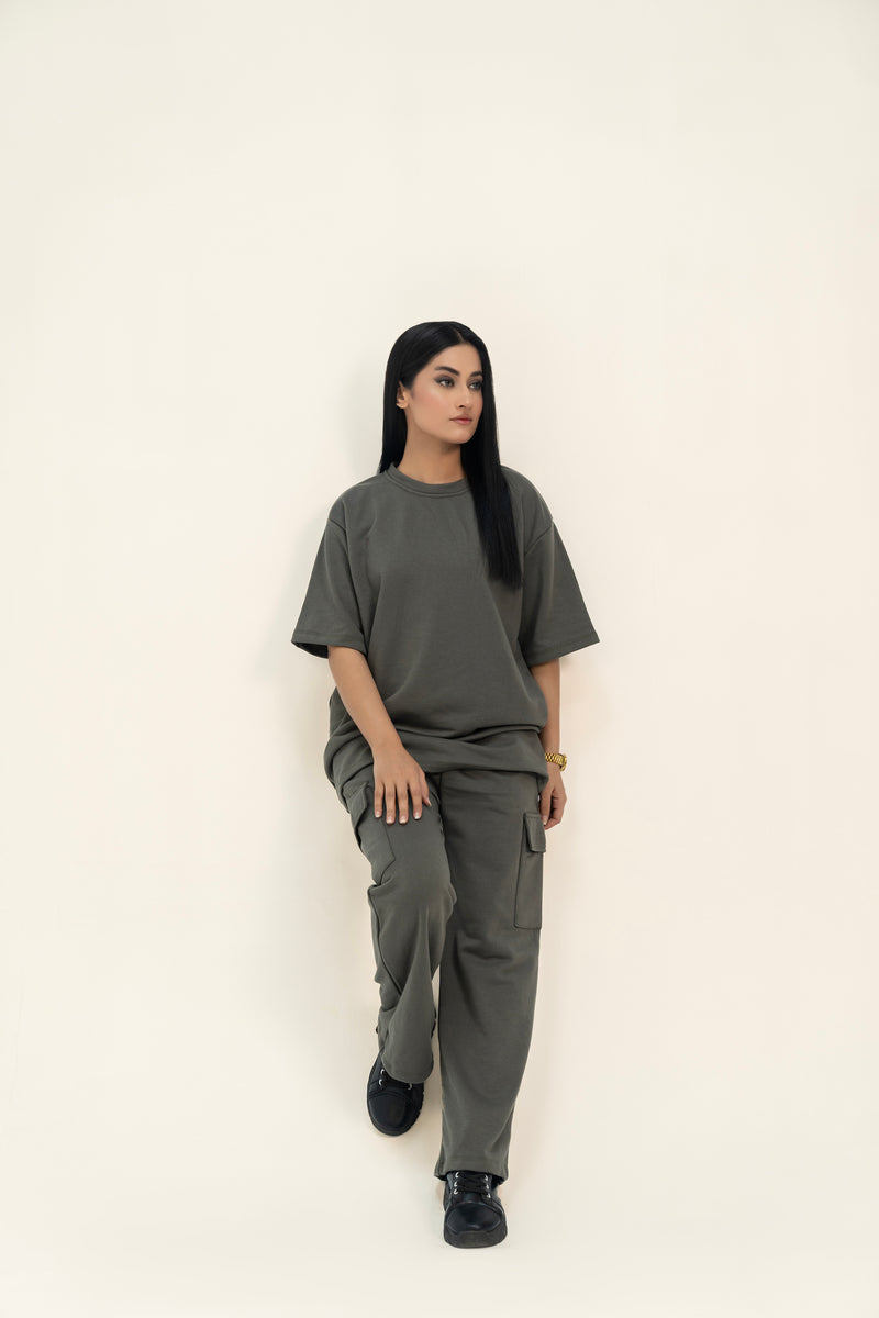 Oversized Terry Top - Army Green