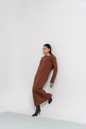 Long Fleece Dress - Mocha Brown