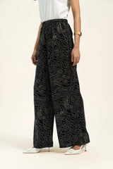 High Waisted Pants - Black with Geometric Print