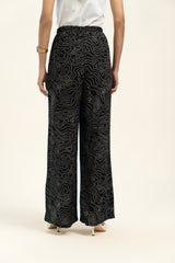 High Waisted Pants - Black with Geometric Print