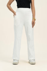 Wide Leg Pant in Drop Needle  - White