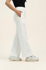 Wide Leg Pant in Drop Needle  - White