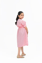 Girls Front Button Maxi Dress - Light Pink