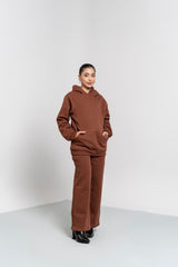 Oversized Hoodie in Fleece - Mocha Brown