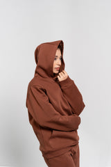 Oversized Hoodie in Fleece - Mocha Brown