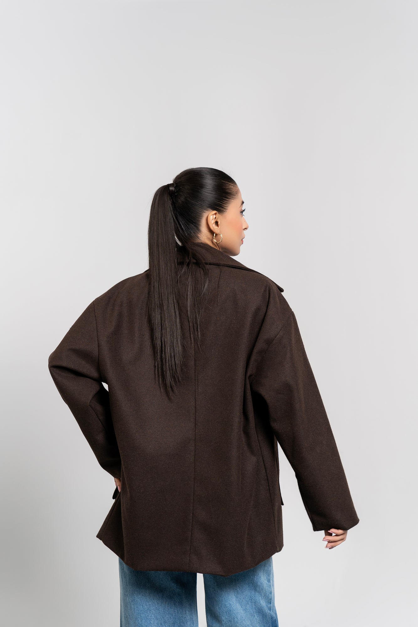 Long Wool Jacket - Chocolate Brown